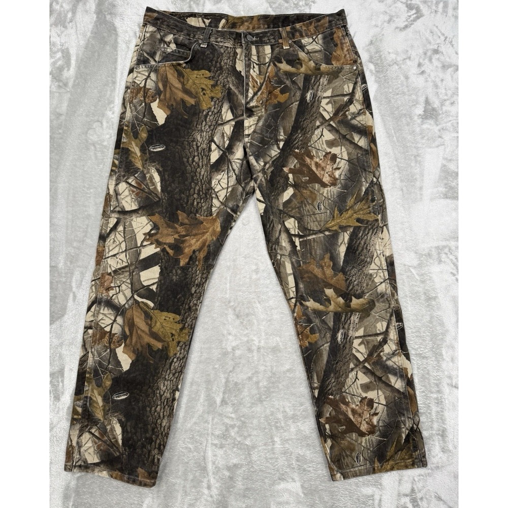 Wrangler Pro Gear Camo Pants Mens 38x30 Realtree Hunting Denim Vintage 90s Y2K